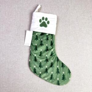 Rachel Zoe 22" Pet Christmas Stocking Green Tree Paw Print
